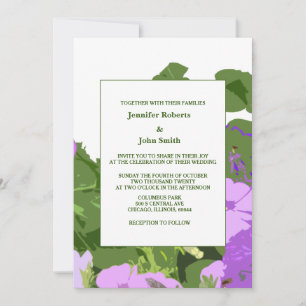 Grüne weiße Wiese Blumenweiße Hochzeit Einladung