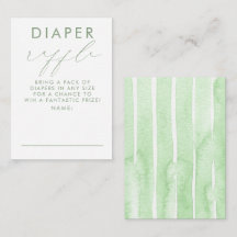 Grüne weiße Windel-Raffle-Baby-Shower-Tickets