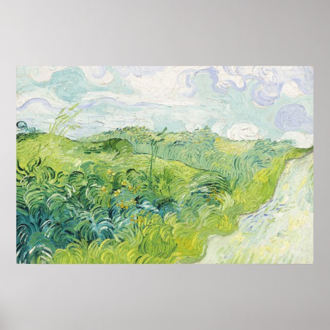 Grüne Weizenfelder, Auvers (1890) von Vincent Van  Poster (Vorne)
