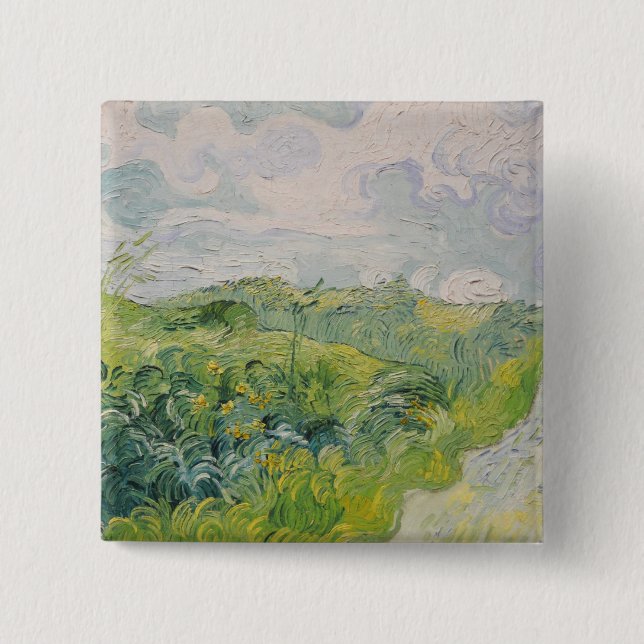 Grüne Weizenfelder - Van Gogh - c1889 Button (Vorderseite)