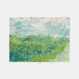 Grüne Weizenfelder Van Gogh Vintage Kunst Fleecedecke