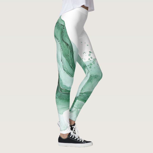 Grüne Welle Abstract Leggings (Rechts)