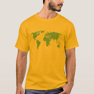 Grüne Weltkarte mit Land-T - Shirt