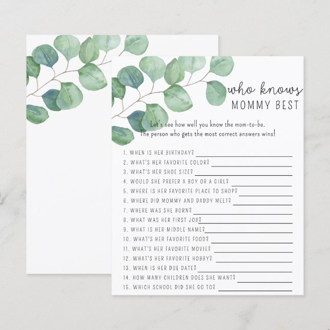 Grüne - Wer kennt das beste Spiel der Mommy (Vorne/Hinten)