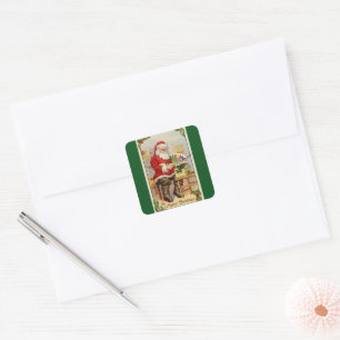 Grüne Werkstatt des Weihnachtsmannes Quadratischer Aufkleber