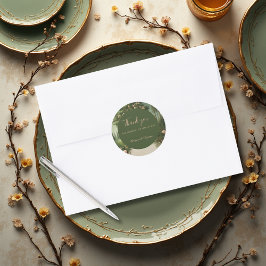 grüne Whimsical Medieval Forest Wedding danke Runder Aufkleber