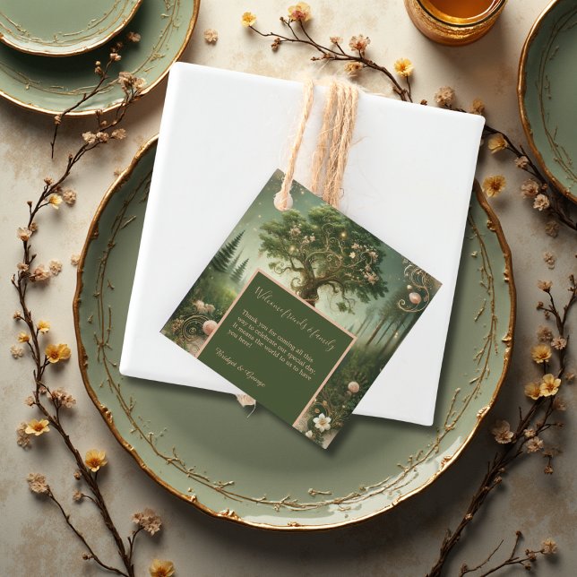 grüne Whimsical Mittelalterwaldhochzeit Geschenkanhänger (Von Creator hochgeladen)