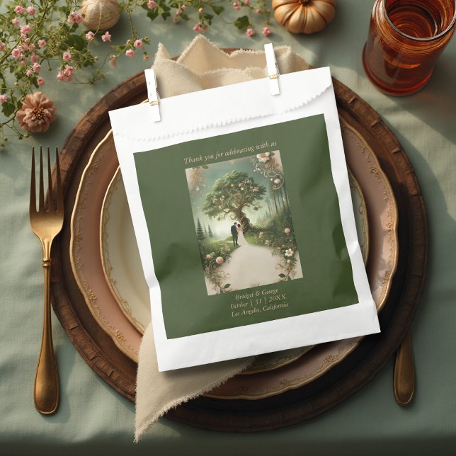 grüne Whimsical Mittelalterwaldhochzeit Geschenktütchen (Von Creator hochgeladen)