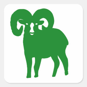 Grüne Widder-Silhouette Quadratischer Aufkleber