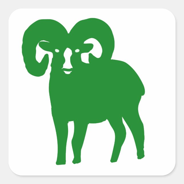 Grüne Widder-Silhouette Quadratischer Aufkleber (Vorderseite)