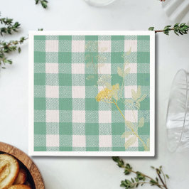 Grüne Wildblume Gingham Kariert Bauernhof Serviette