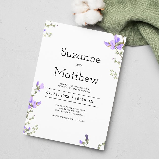 Grüne Wildblume Grüner Frühling Hochzeit Einladung (Spring lilac green wildflower boho garden wedding )