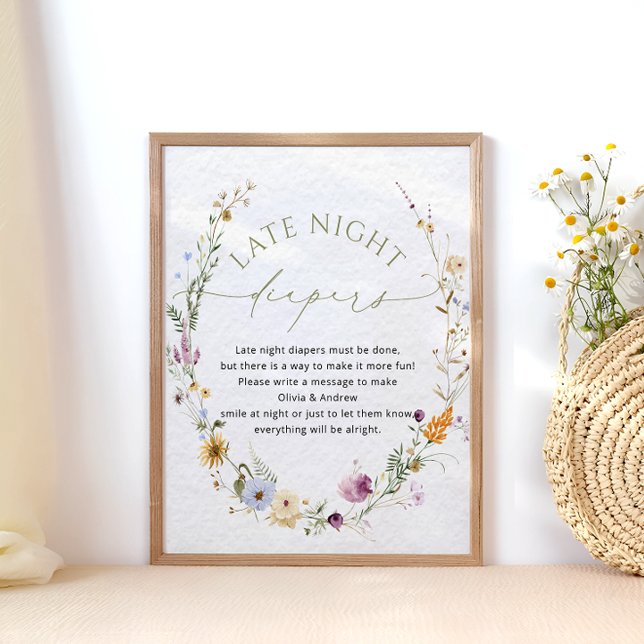 Grüne Wildblume Kinderdusche Spätnachtsdiapers Poster (Von Creator hochgeladen)