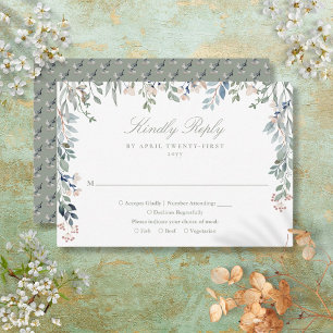Grüne Wildblumen Grünen Grünen Hochzeit RSVP Karte