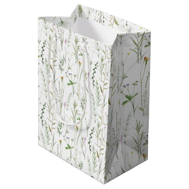 Grüne Wildblumen  Mittlere Geschenktüte (Rückseite Schrägansicht)