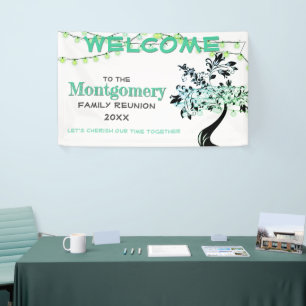 Grüne Willkommensfamilie Wiedersehen Tree Firefre Banner