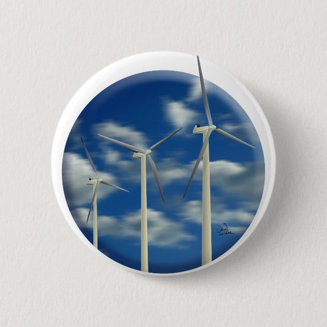 Grüne Windkraftanlage Button (Vorderseite)