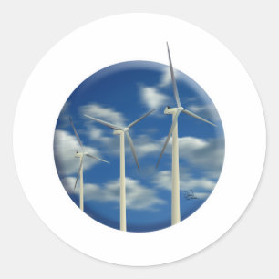 Grüne Windkraftanlage Runder Aufkleber