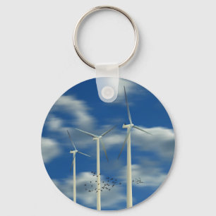 Grüne Windkraftanlage Schlüsselanhänger