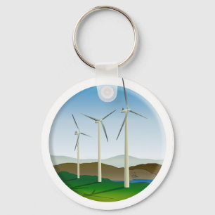 Grüne Windkraftanlage Schlüsselanhänger