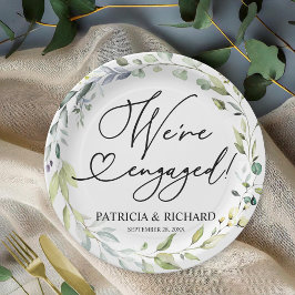 Grüne Wir sind Verlobte Engagement Party Pappteller