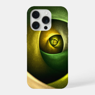Grüne Wirbel Blumen Modernes Abstractes Kunstmuste iPhone 15 Pro Hülle