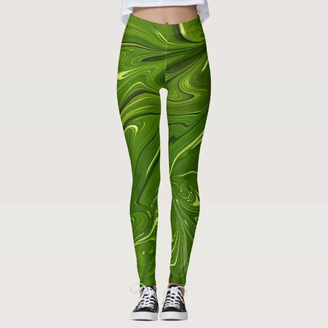 Grüne Wirbel Leggings (Vorderseite)