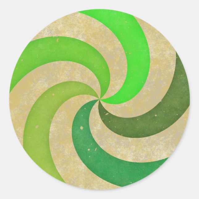 Grüne wirbeln runder aufkleber (Vorderseite)