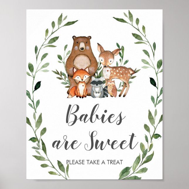 Grüne Woodland Babies sind süß Nehmen Sie eine Lec Poster (Vorne)
