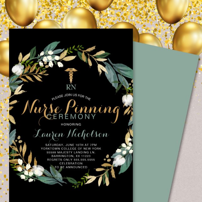 Grüne Wreath Nurse Pinning - Einladung (Von Creator hochgeladen)