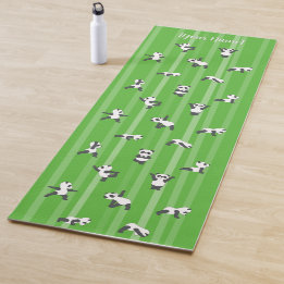 Grüne Yoga-Matte mit Panda und individuellem Namen Yogamatte
