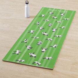 Grüne Yoga-Matte mit Panda und individuellem Namen Yogamatte