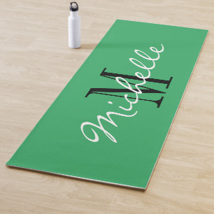 Grüne Yogamatze personalisiert mit Name Monogramm Yogamatte