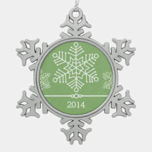 Grüne zarte Schneeflocken Zinn-Ornament