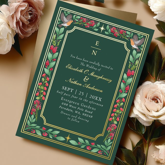 Grüne zauberhafte Hochzeit im botanischen Garten Folieneinladung (Von Creator hochgeladen)