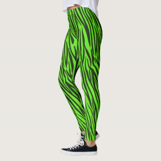 Grüne Zebra-Streifen-Tierdruck-Muster Leggings