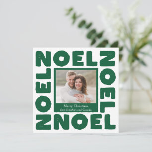 Grüne zeitgenössische Noel-Typografie Foto-Feierta Karte