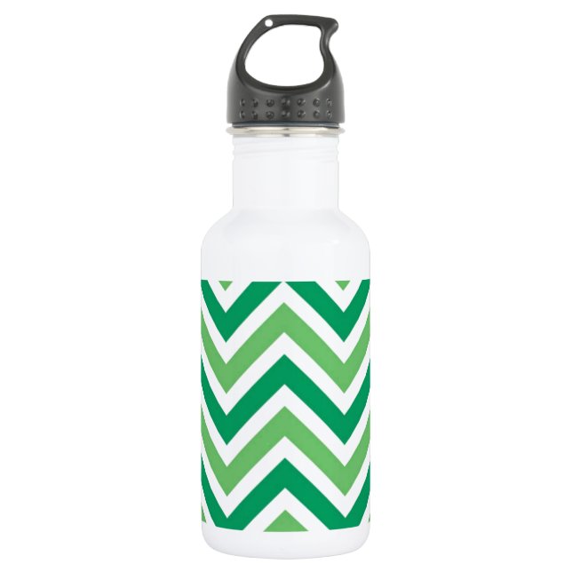 Grüne Zickzack-Chevrons Edelstahlflasche (Vorderseite)