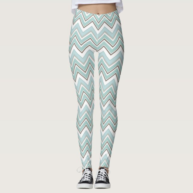 Grüne, Zickzack grüne Leggings (Vorderseite)