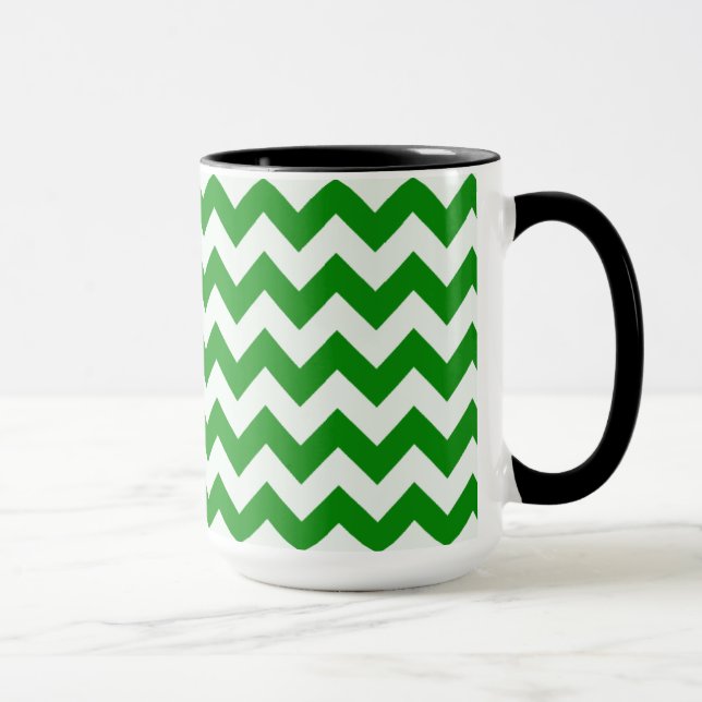 Grüne Zickzack Streifen; Vintage Tafel Tasse (Rechts)