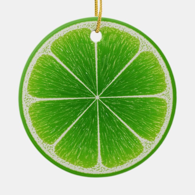 Grüne Zitrusfrucht Limon Keramik Ornament (Vorne)