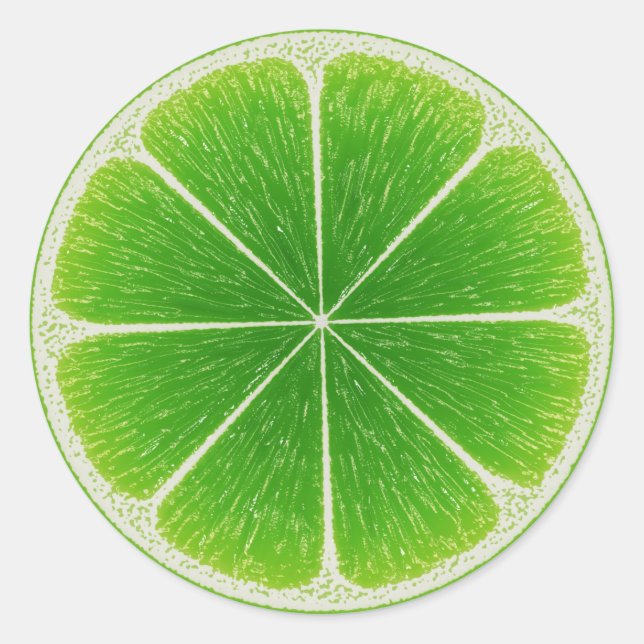 Grüne Zitrusfrucht Limon Runder Aufkleber (Vorderseite)