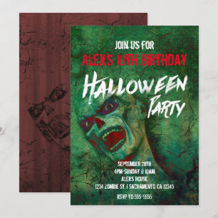 Grüne Zombie-Halloween-Party-Einladungen Einladung
