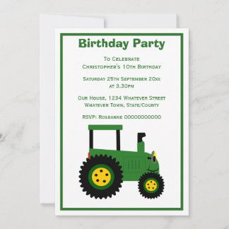 Grüne Zugmaschine Design Personalisiert Geburtstag Einladung