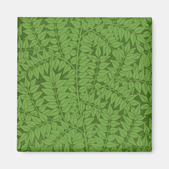 Grüne Zweigstelle Muster (Jungle Art) (William Mor Magnet (Vorne)