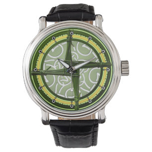 Grünen Brigids Kreuz auf Grün Armbanduhr