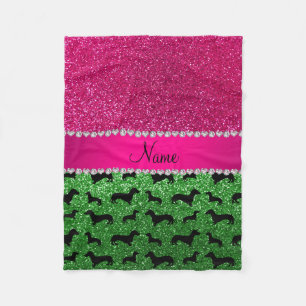 Grünen Glitzer Dackeln Rosa Glitzer Fleecedecke