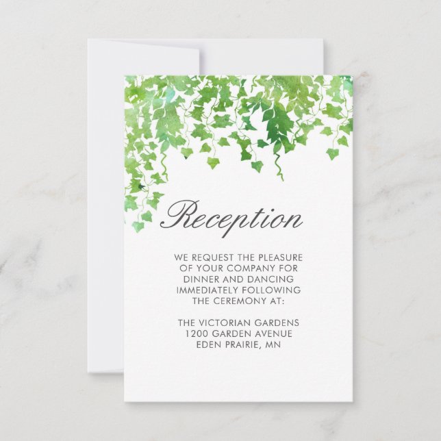 Grünen Hochzeitstisch-Info-Karte Einladung (Vorderseite)