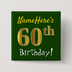 Grünen Sie, Imitat-Gold60. Geburtstag, mit Button