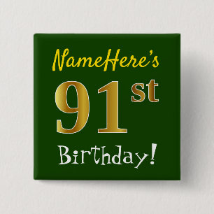 Grünen Sie, Imitat-Gold91. Geburtstag, mit Button